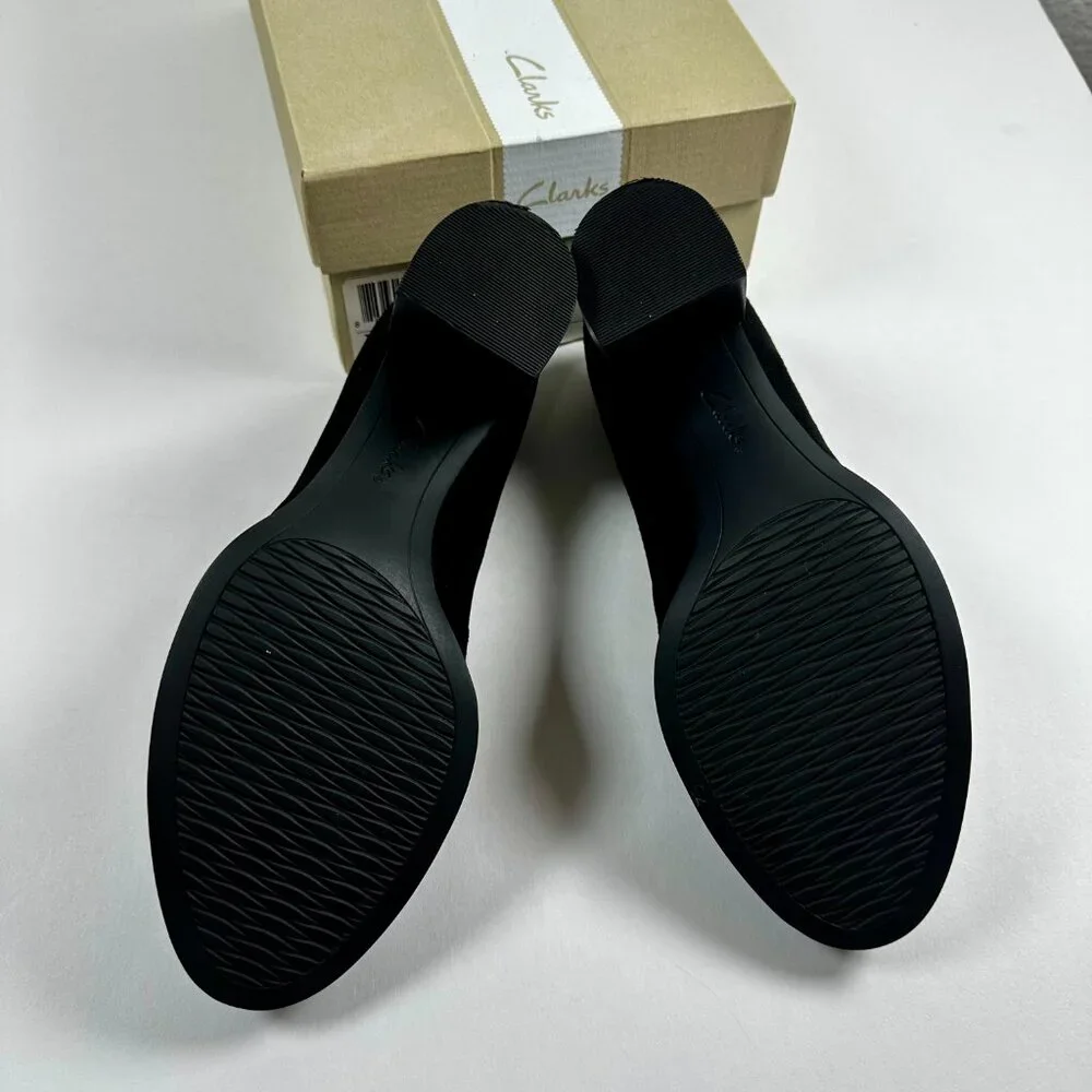 Clarks Artisan Tarah Brae Black Suede Patent Leather Pumps Women’s Size 6.5M - Picture 12 of 16